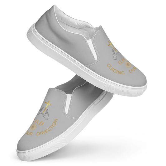 Gray F.I.F( G.O.D Guiding Our Direction Men’s slip-on canvas shoes