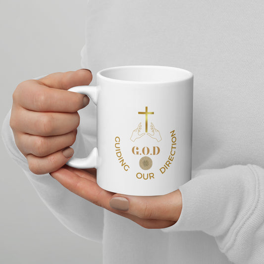 F.I.F(G.O.D Guiding Our Direction White glossy mug